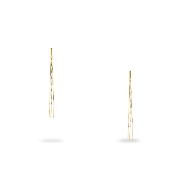 Arracades Llargues d’Or Groc amb Triple Cadena de 6 cm