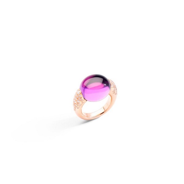 Pomellato 18kt Rose Gold Ring with Amethyst and Diamonds