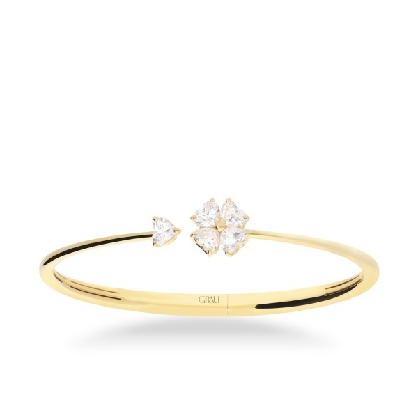 Bouquet Bracelet in Yellow Gold with Diamond Flower (1.65ct)