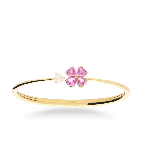 Bouquet bracelet with pink sapphire flower (1.98ct) and diamond (0.31ct)