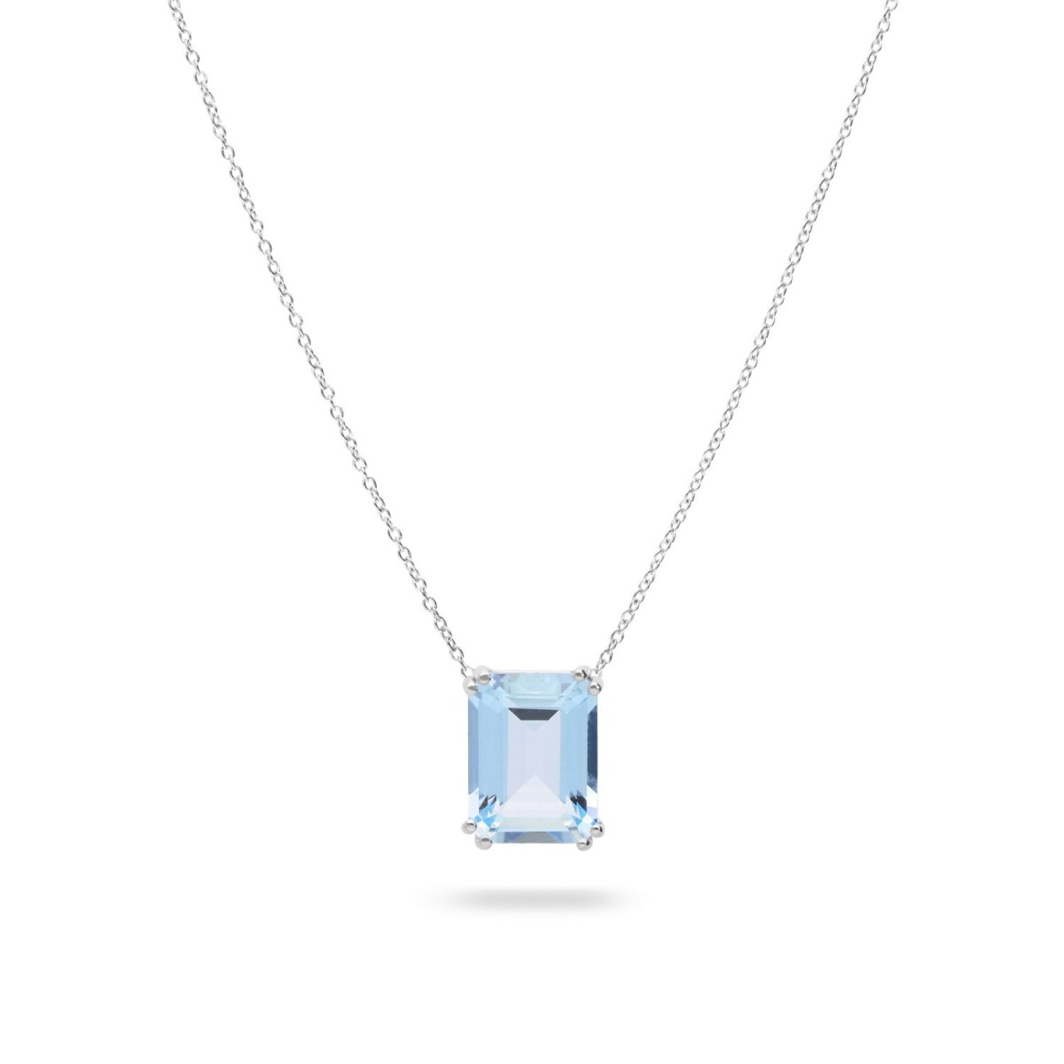 Necklace with Aquamarine (1.35ct) in White Gold