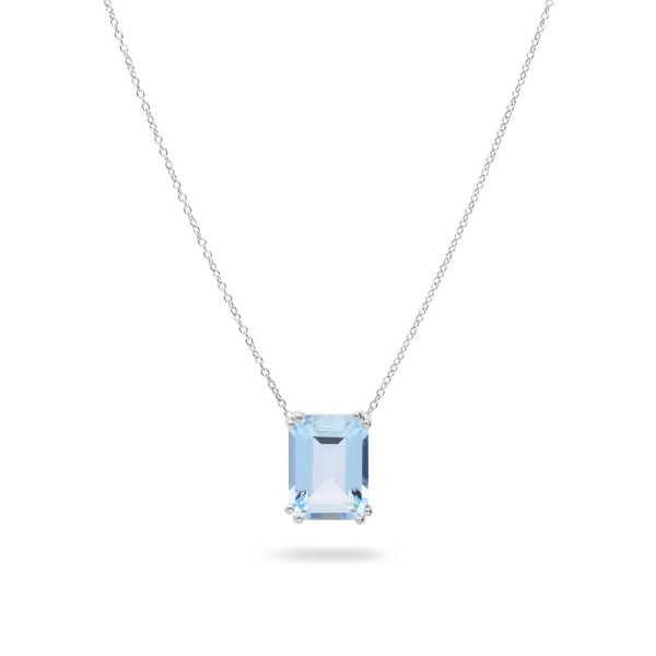 Necklace with Aquamarine (1.35ct) in White Gold