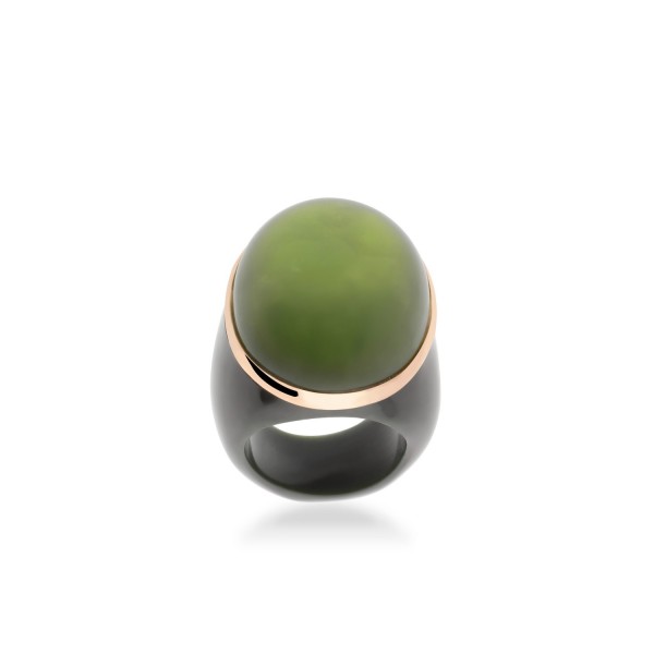Hydro Olive Ring in Bakelite and Yellow Gold