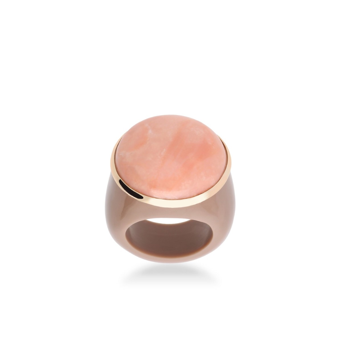 Coral Ring in Bakelite and Rose Gold