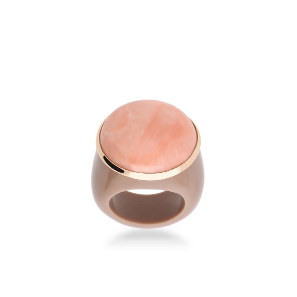 Coral Ring in Bakelite and Rose Gold
