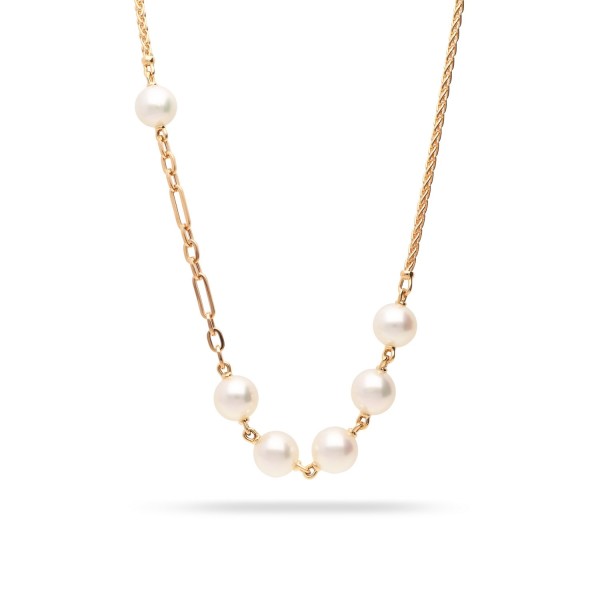 Rose gold necklace with Diamonds and Australian pearls