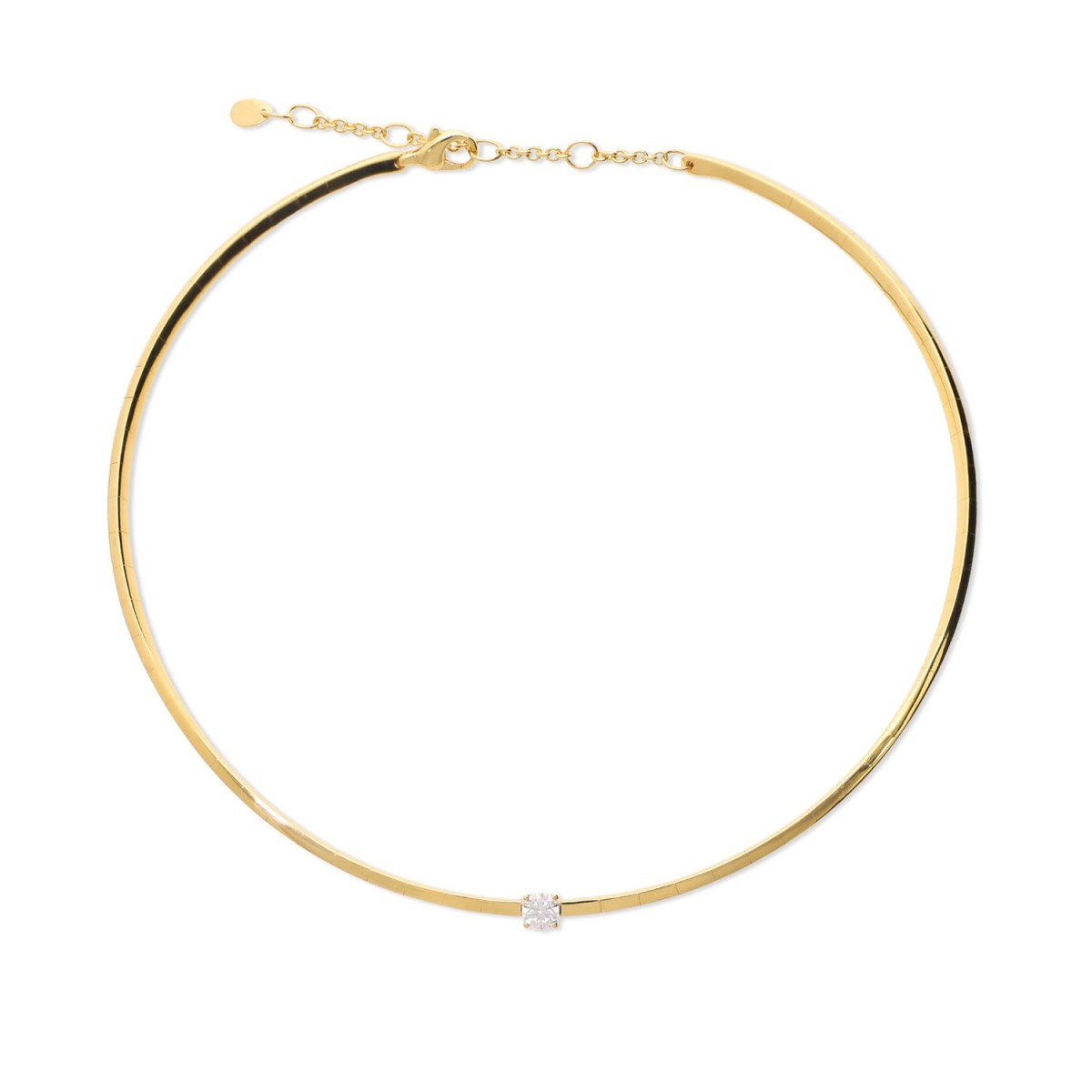 Gargantilla Rígida de Oro Amarillo con Diamante (0.41ct)