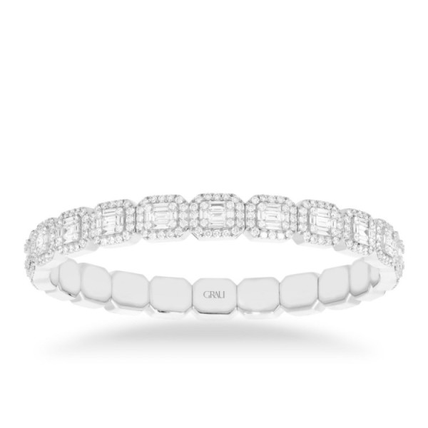 Braçalet Riviere Elàstica d’Or Blanc amb Diamants 6.35 ct