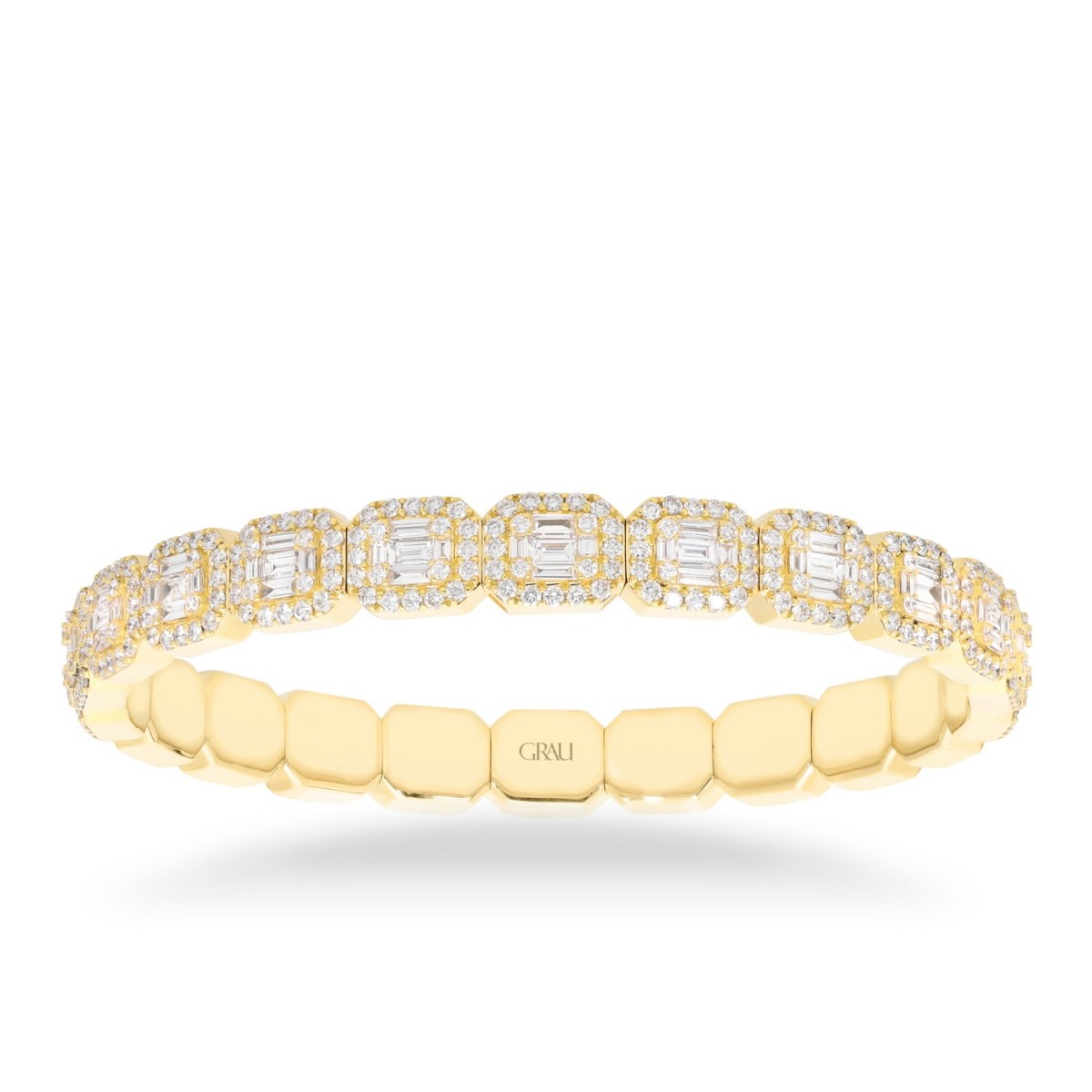 Pulsera Riviere Elástica en Oro Amarillo con Diamantes 6.35 ct