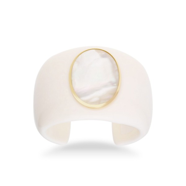 Grau Bracelet in White Bakelite with Ialino Quartz