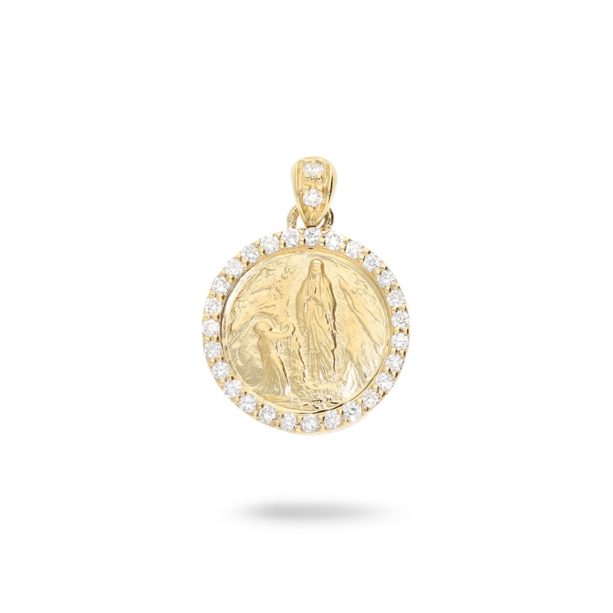 Virgin of Lourdes Pendant 11mm with Diamonds