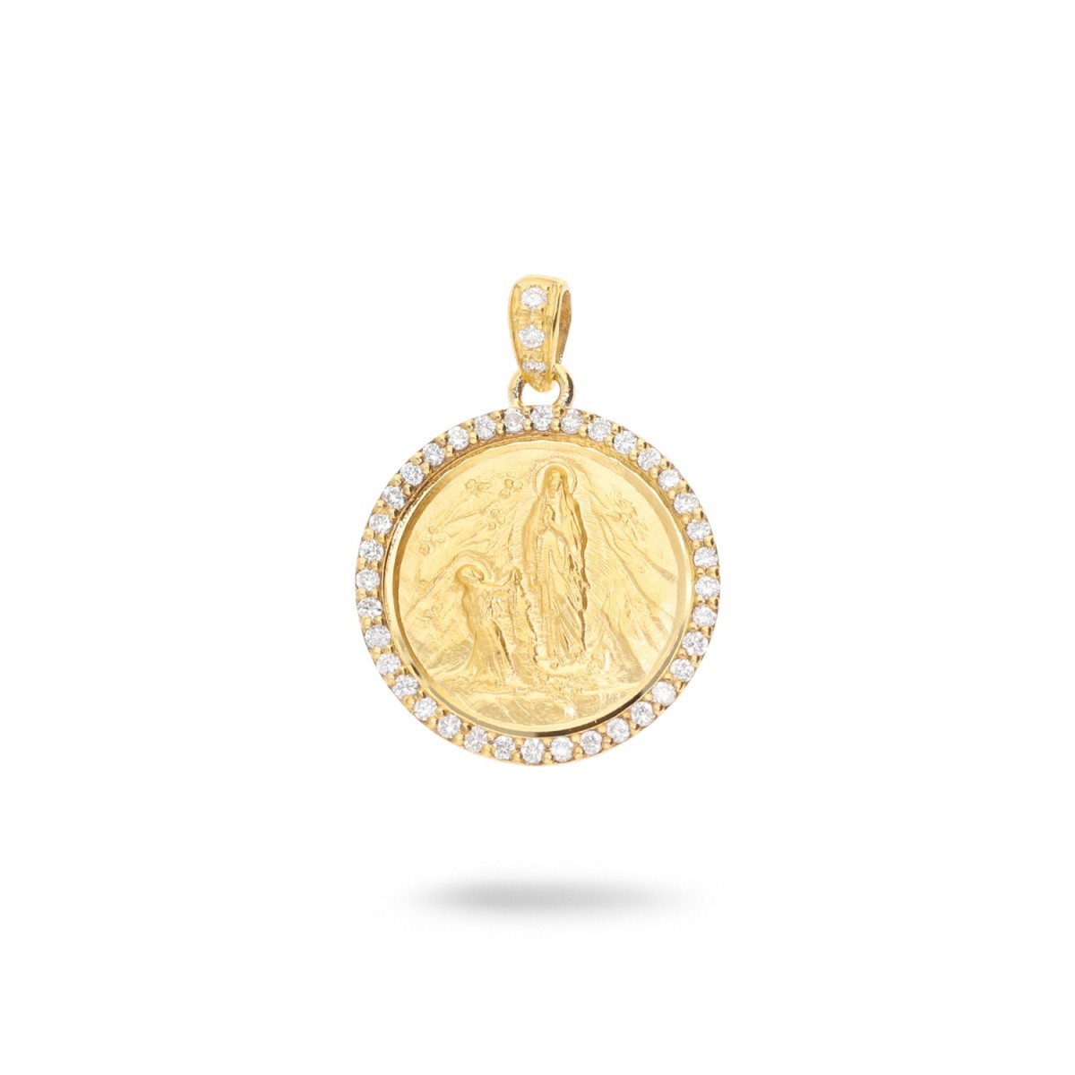 Colgante Virgen de Lourdes 13mm con Diamantes