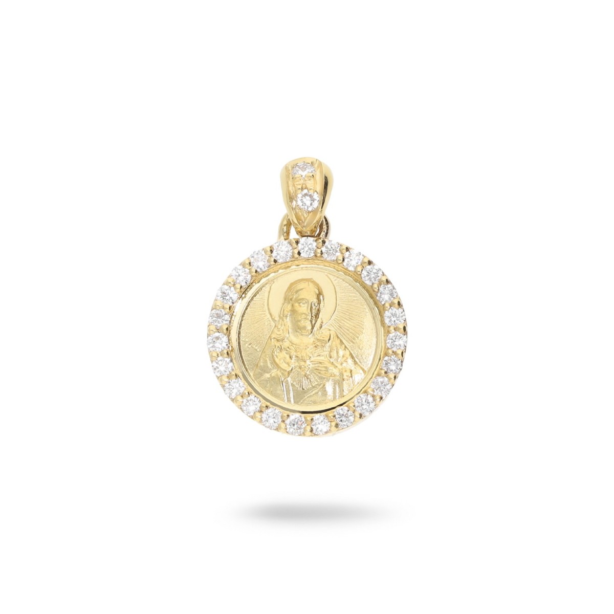 Sacred Heart of Jesus Pendant 9mm with Diamonds
