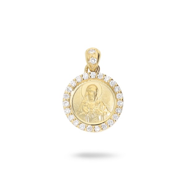 Sacred Heart of Jesus Pendant 9mm with Diamonds