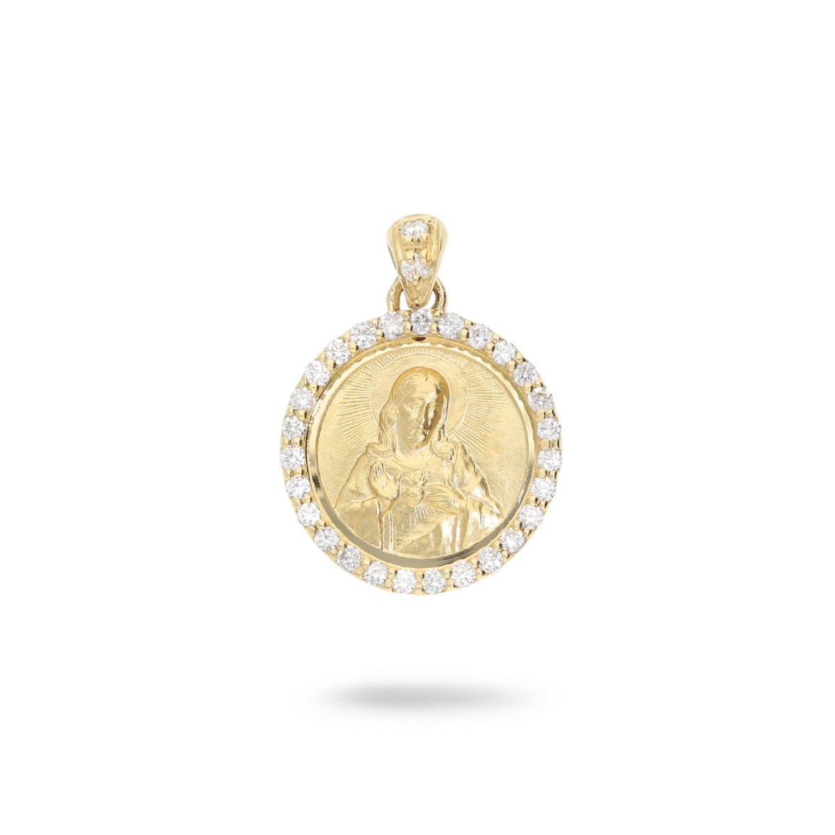 Sacred Heart of Jesus Pendant 11mm with Diamonds