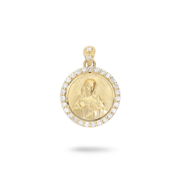 Sacred Heart of Jesus Pendant 11mm with Diamonds