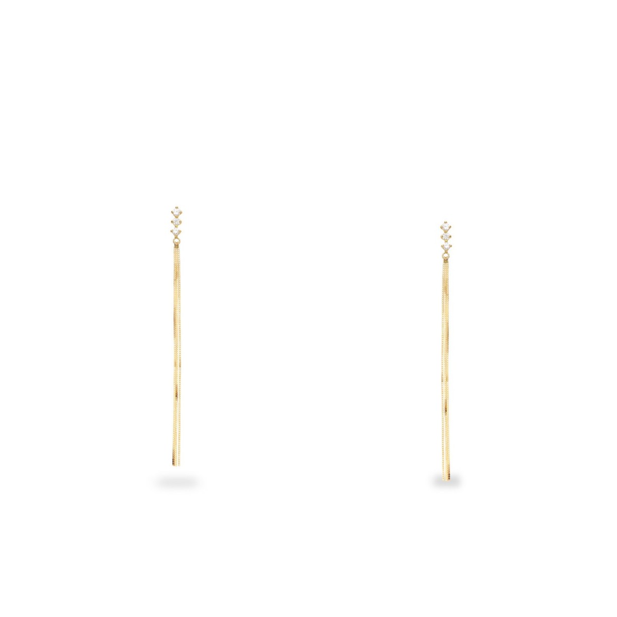 Long Yellow Gold Earrings with Diamonds (0.20ct)