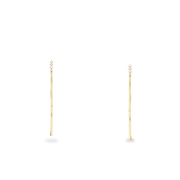 Pendientes largos de Oro amarillo con Diamantes (0.20ct)