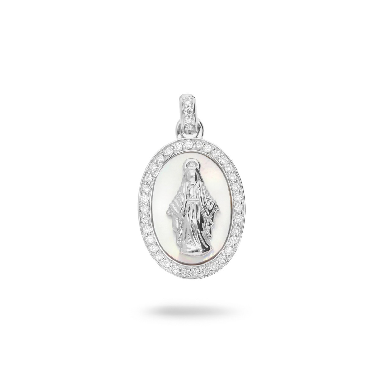 Virgin Mary Pendant with Mother-of-Pearl and Diamonds