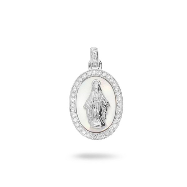 Virgin Mary Pendant with Mother-of-Pearl and Diamonds
