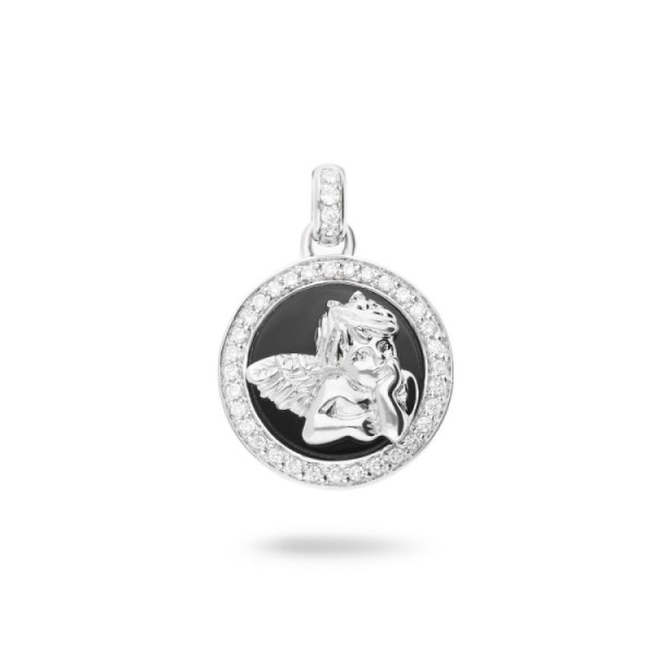 Guardian Angel Pendant with Onyx and Diamonds