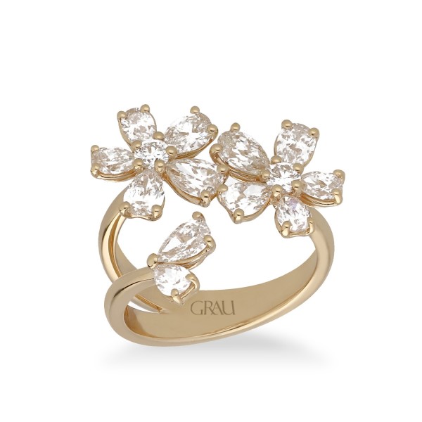 Grau Floral Ring Rose Gold and Diamonds