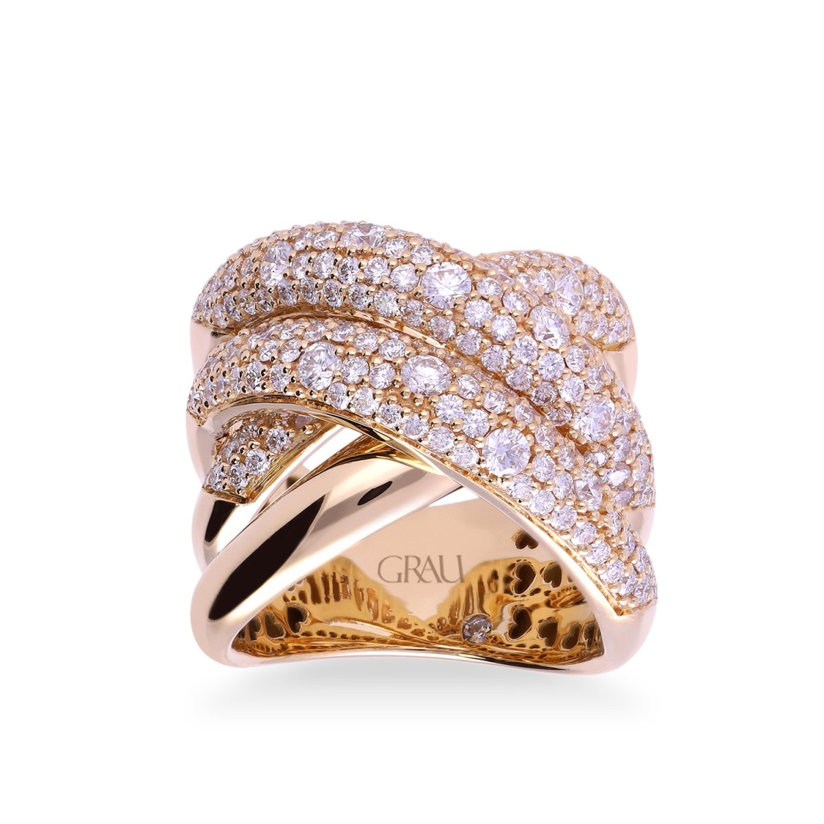 Grau Crossover Ring in Rose Gold and Diamond Pavé - Jewelry Online Grau