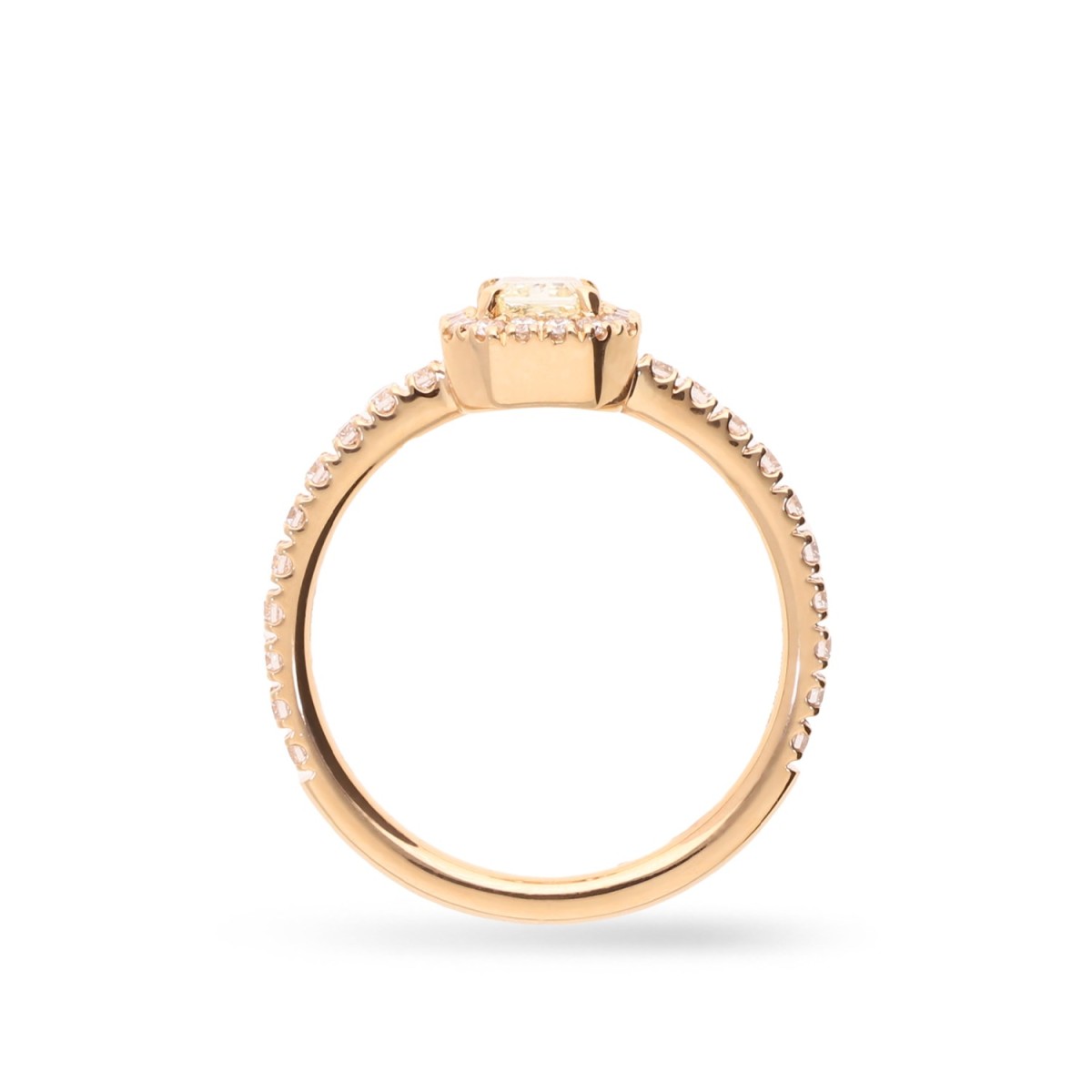 Rose gold ring with central Fancy Diamond and pavé Diamonds