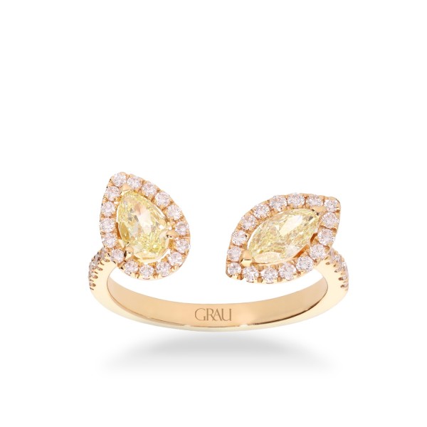 Anillo de Oro Rosa de Diamantes Fancy y Orla de Diamantes | Joyería Grau Online
