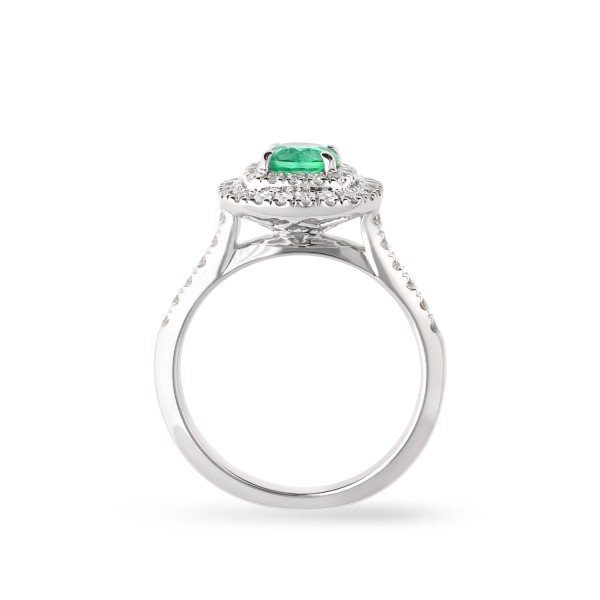 Anillo Rosetón en Oro blanco con Esmeralda (0.63ct) y Diamantes (0.54ct)