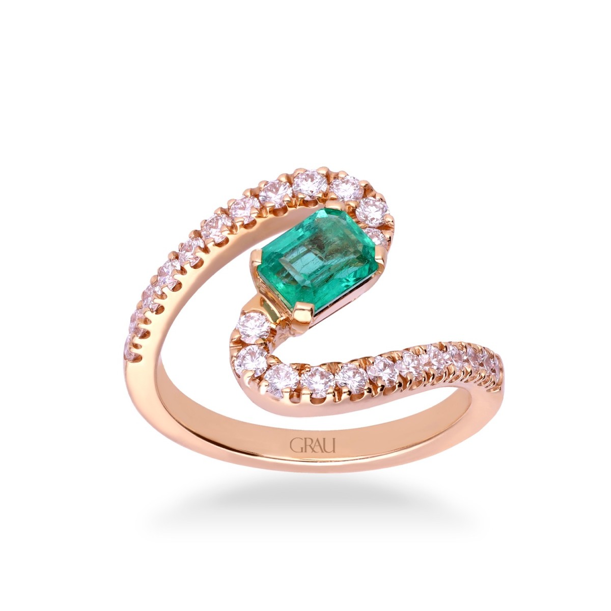 Anell S maragda i diamants Grau