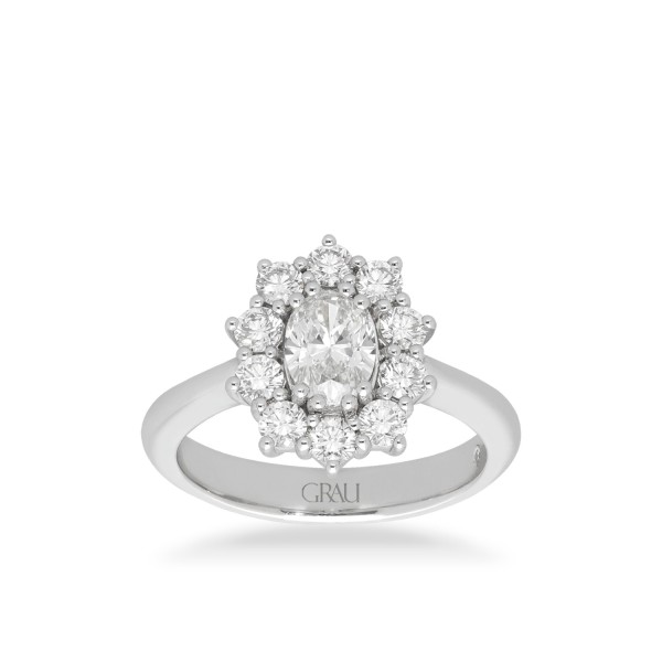 Anell Rosetó Or Blanc Orla de Diamants – Joieria Online Grau