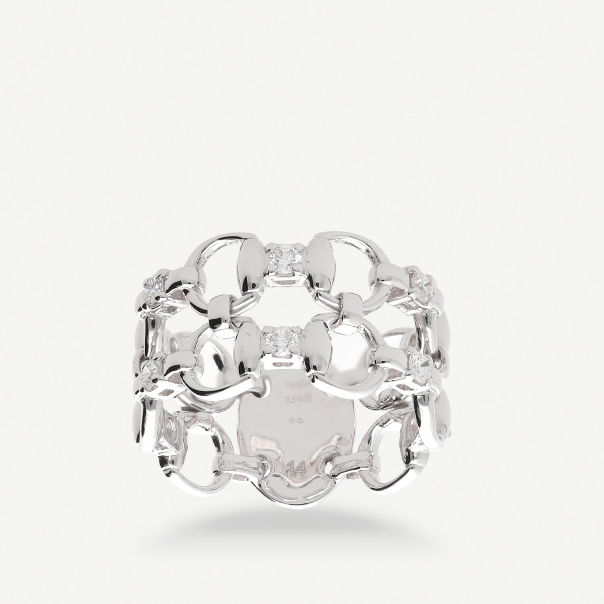 Anillo Gucci Horsebit en Oro Blanco 18k con Diamantes