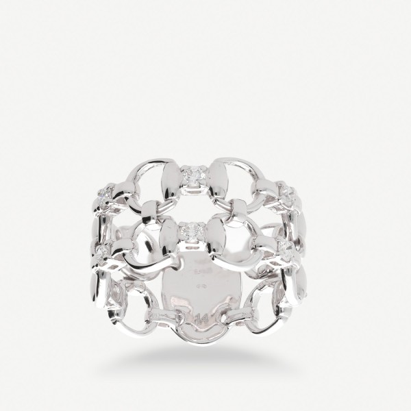 Anillo Gucci Horsebit en Oro Blanco 18k con Diamantes