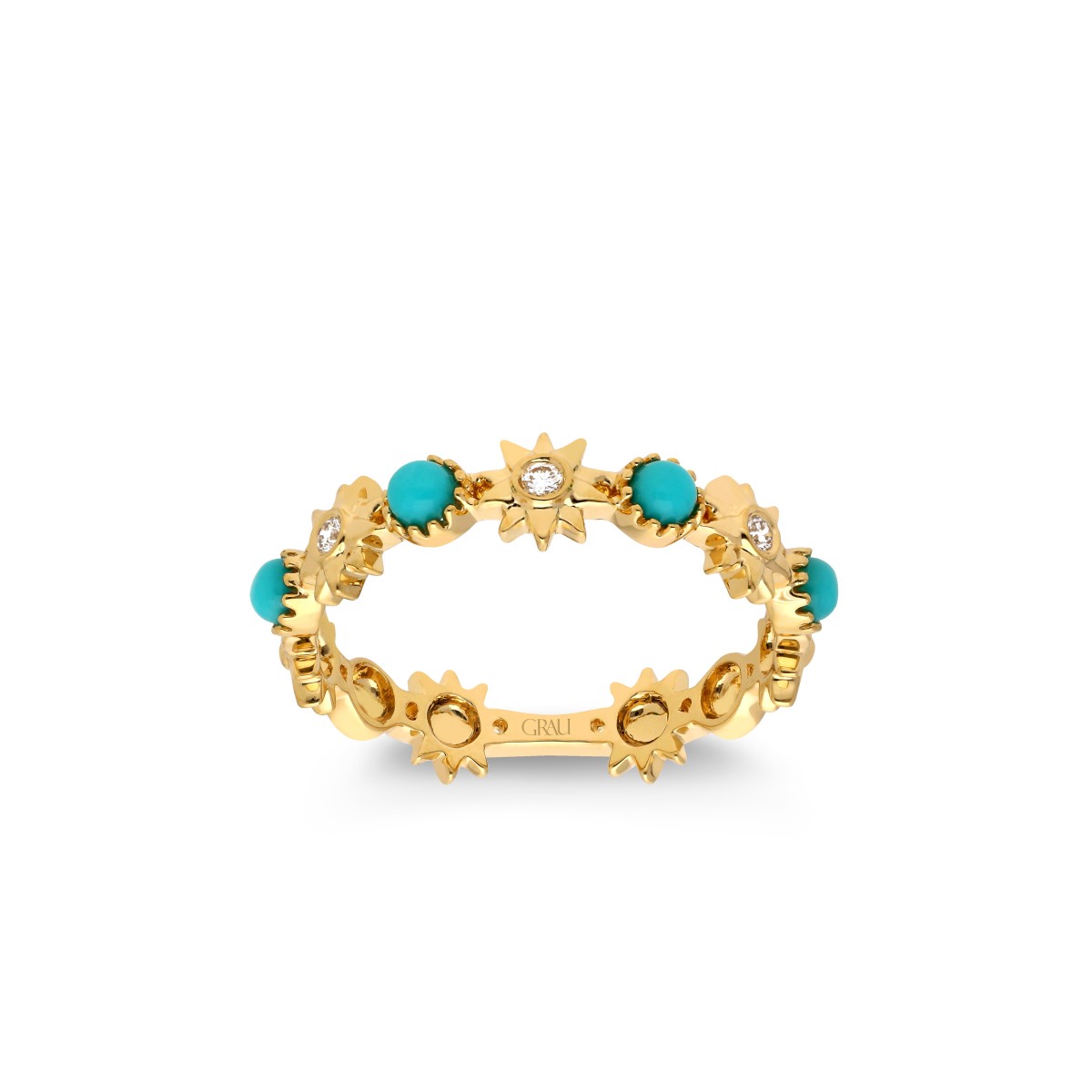 Yellow Gold Ring with Stars and Circles by Grau