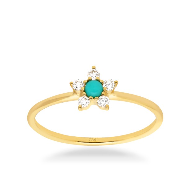 Yellow Gold Five-Point Flower Ring by Grau