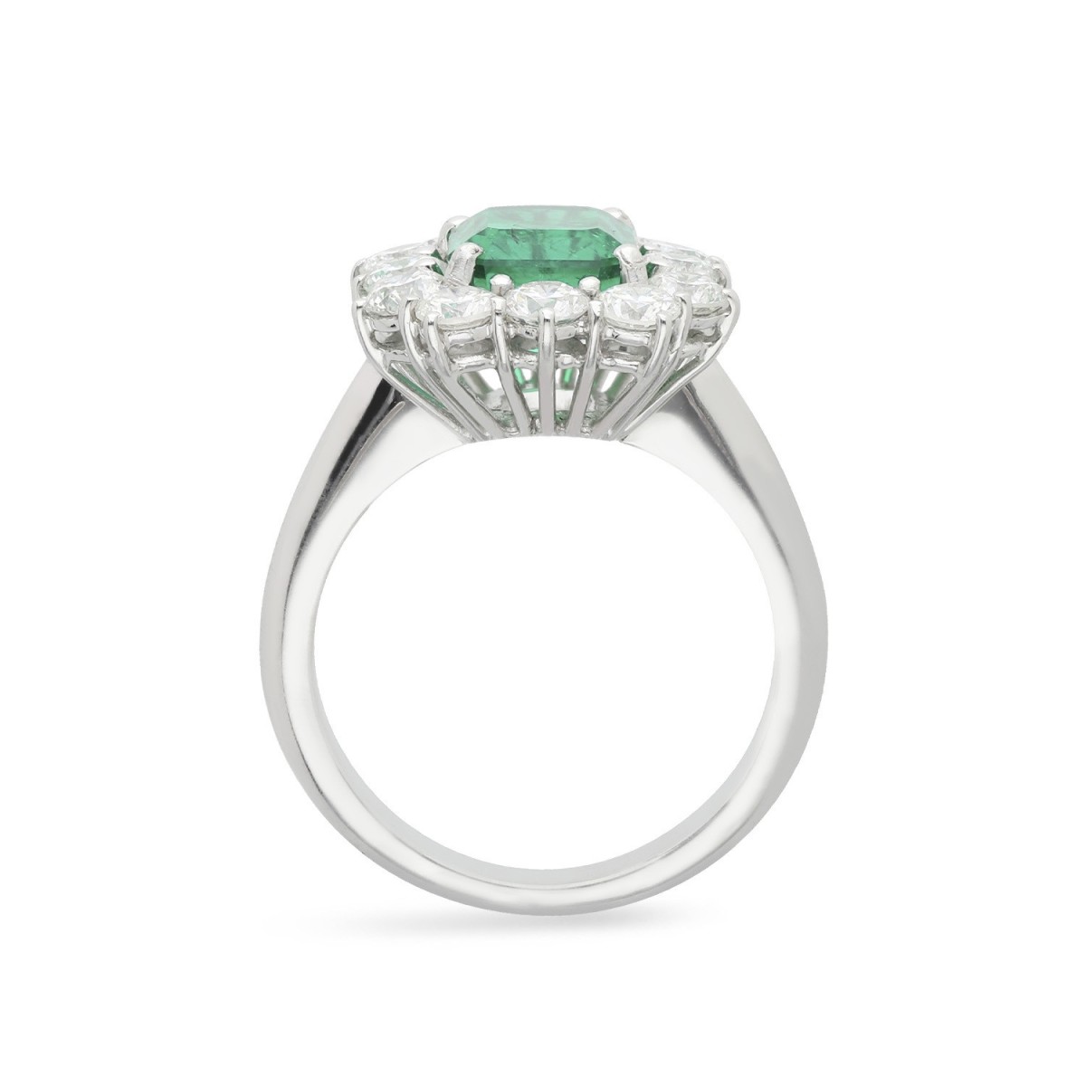 Grau Ring Emerald, Diamonds and White Gold