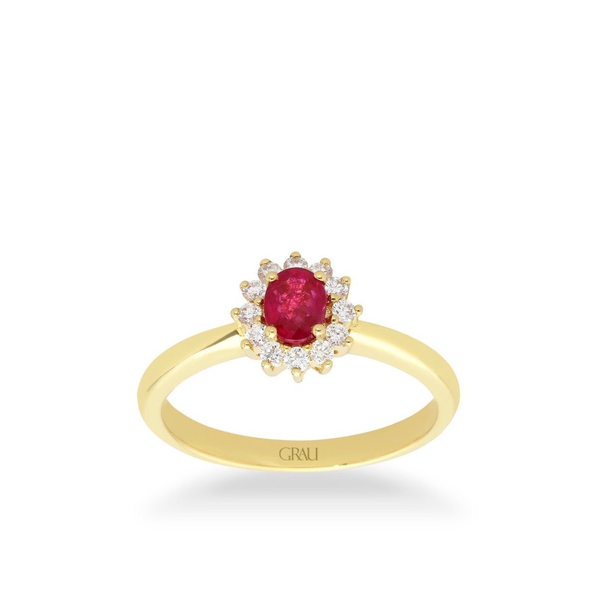 Rosette Ring Grau Ruby and Yellow Gold