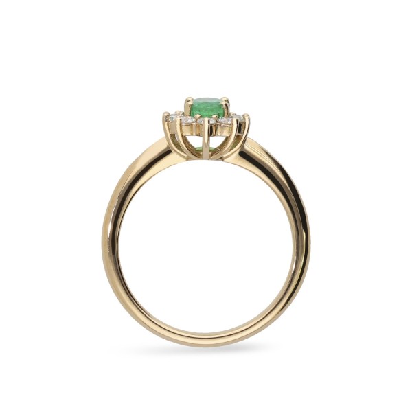 Anillo Rosetón Grau Esmeralda y Oro Rosa