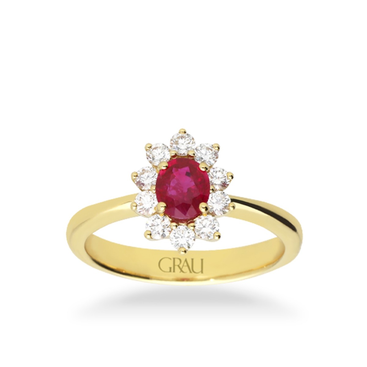 Anillo Rosetón Grau Rubí y Oro Amarillo