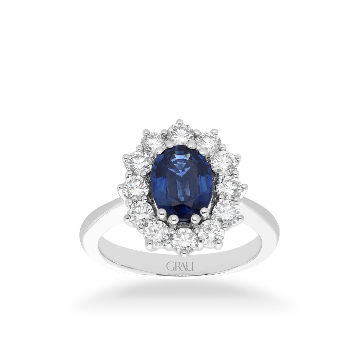Rosette Ring Grau Blue Sapphire & White Gold