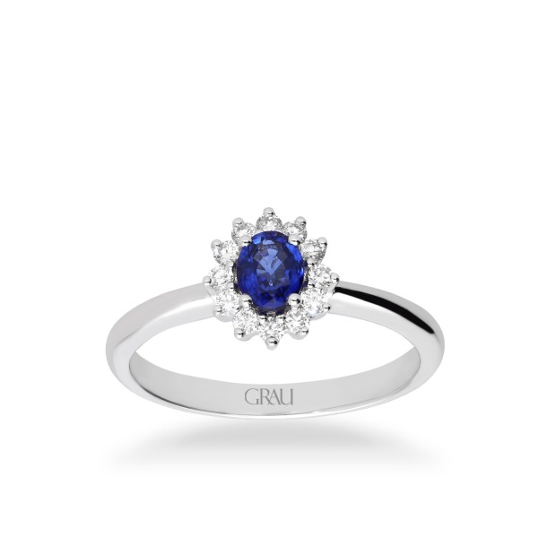 Anillo Rosetón Petit Grau Zafiro y Oro Amarillo