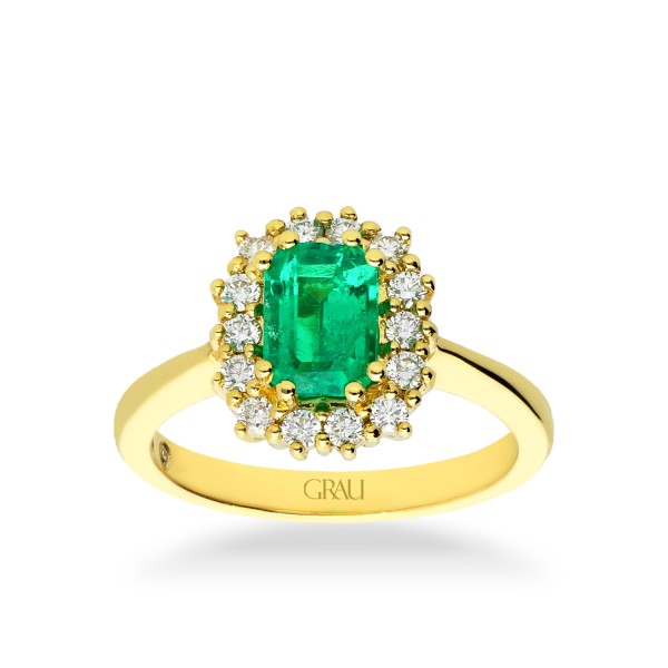Anillo Rosetón Grau Esmeralda y Oro Amarillo