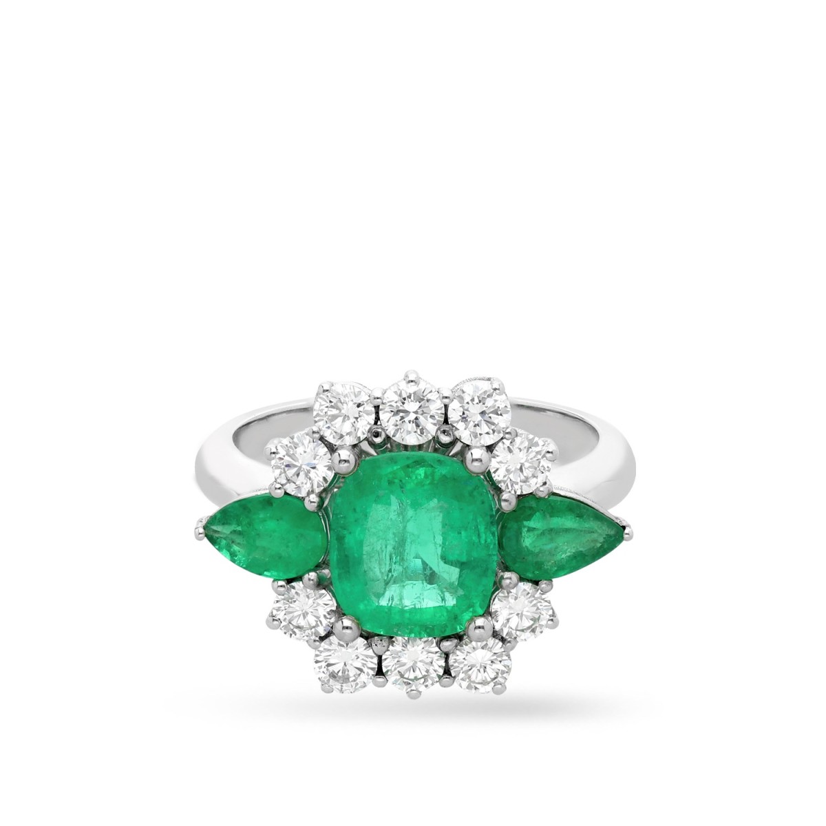 Anillo Grau Esmeraldas, Diamantes y Oro Blanco