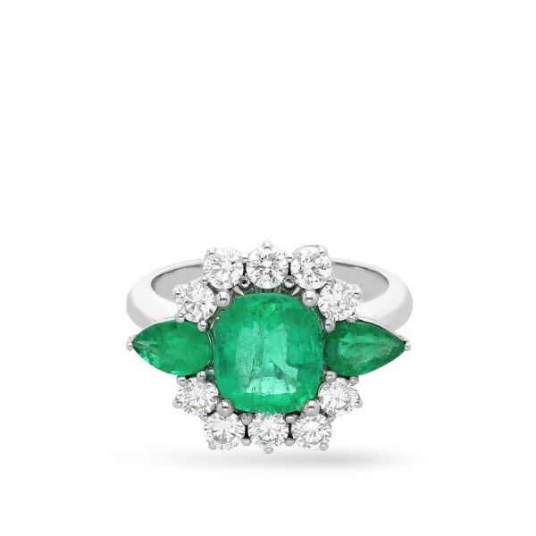 Anillo Grau Esmeraldas, Diamantes y Oro Blanco