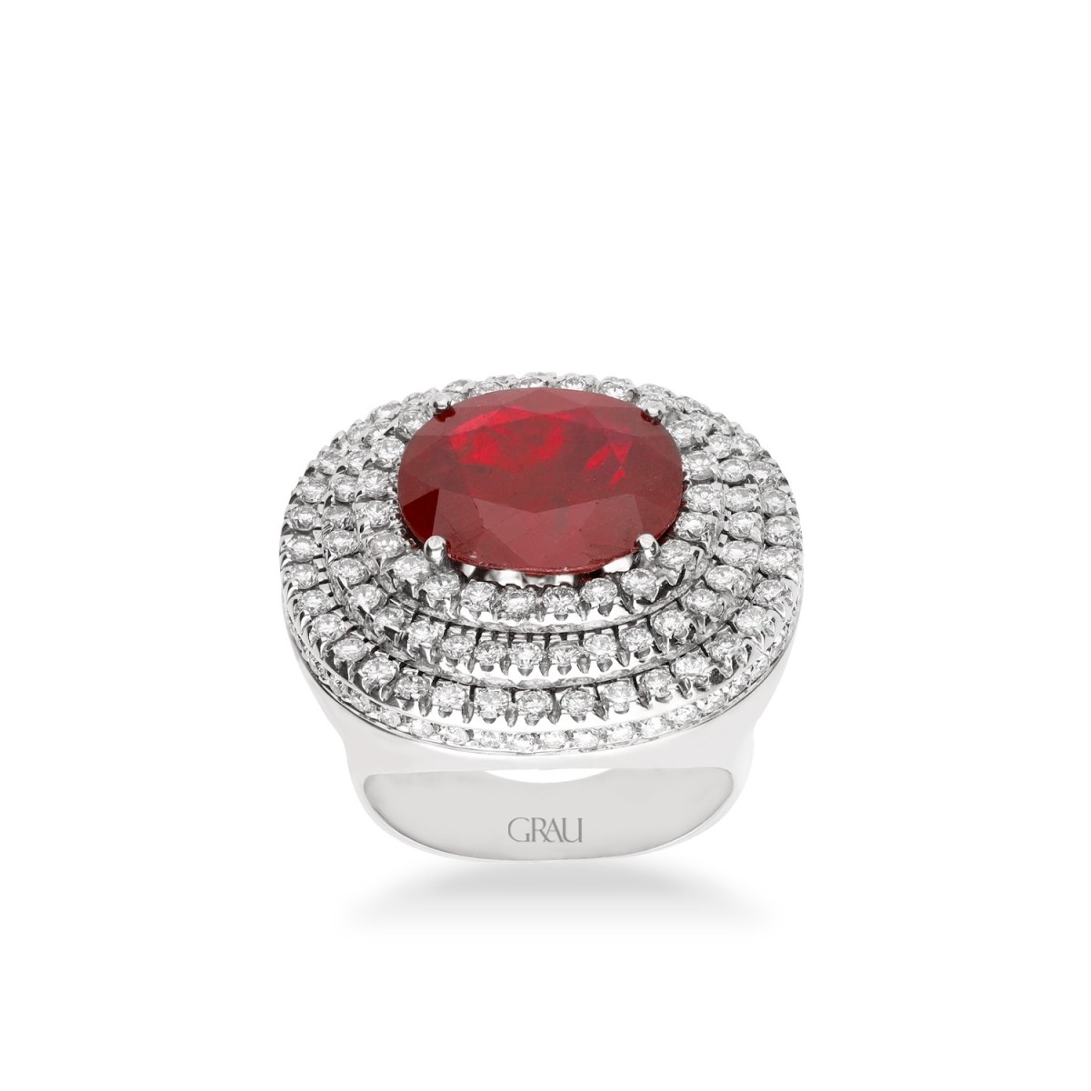 Grau Ruby, White Gold, and Diamonds Ring