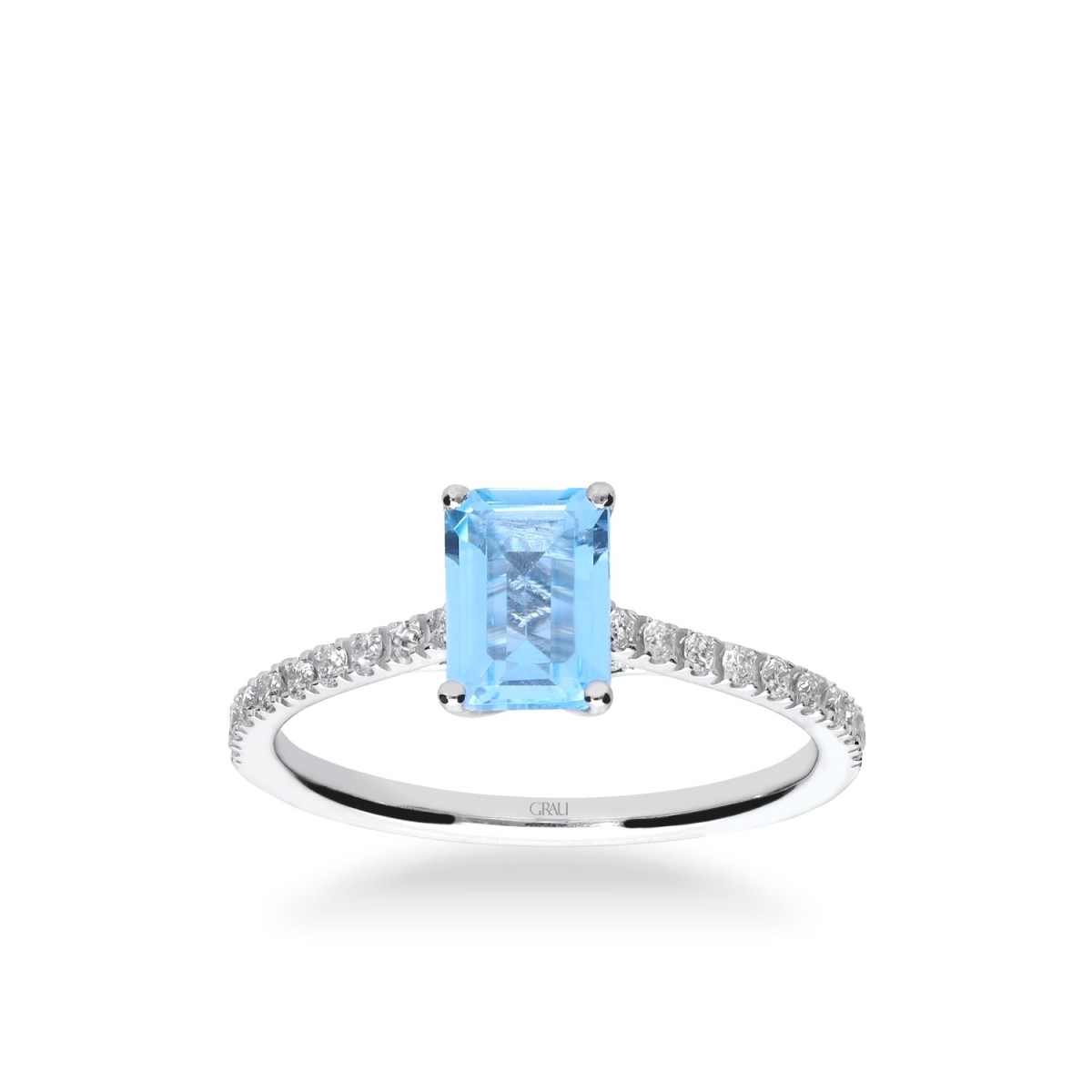 Anillo Solitario Grau Oro Blanco y Topacio