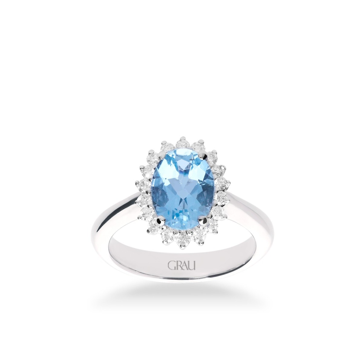 Rosette Ring Grau White Gold and Aquamarine