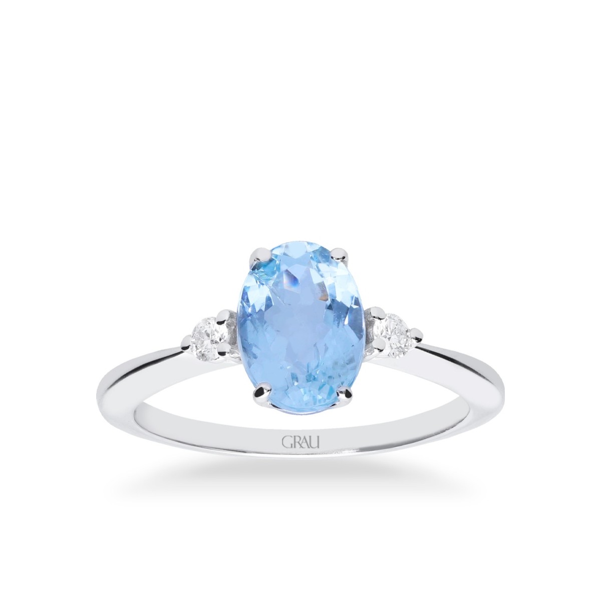 Solitaire Ring Grau White Gold & Aquamarine