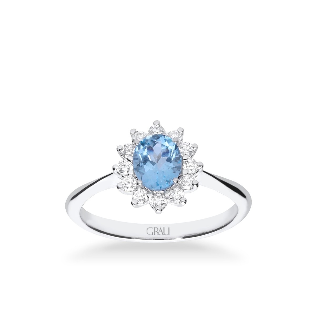 Grau Rosette Ring White Gold and Aquamarine